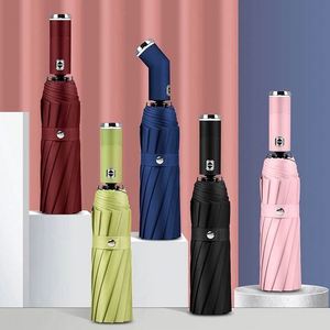 Parapluie pliant personnalisé 10 baleines, entièrement automatique, avec lampe torche LED, protection solaire, pour affaires, vente en gros - Product Image 1