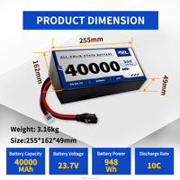 Densitas Energi Tinggi 40000mAh 6S 23.7V 300Wh/kg Baterai Lithium Solid State untuk Kapal Robot Drone