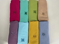 Hijab Muslim Mewah Premium dari Bahan Jersey Modal Bambu Lembut, dengan Manik-manik Mutiara Buatan Tangan OEM