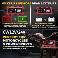 Chargeur de batterie de voiture multi-tension BC-10B 6V/12V/24V avec écran LCD, batterie marine IP65, pour batteries au plomb-acide et LiFePO4