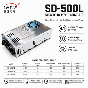 SD-500L-48 ตัวแปลงไฟ DC-DC แบบแยกส่วน <span class=keywords><strong>500W</strong></span> 19-72VDC อินพุตเป็น <span class=keywords><strong>48V</strong></span> 10.5A เอาต์พุต แหล่งจ่ายไฟแบบสวิตชิ่งสำหรับอุตสาหกรรมทางรถไฟ - Product Image 2