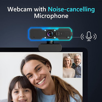 Cámara Web para Juegos 1080P 60fps con Enfoque Automático, Cubierta de Privacidad, Luz RGB y Micrófonos Duales para Streaming en PC