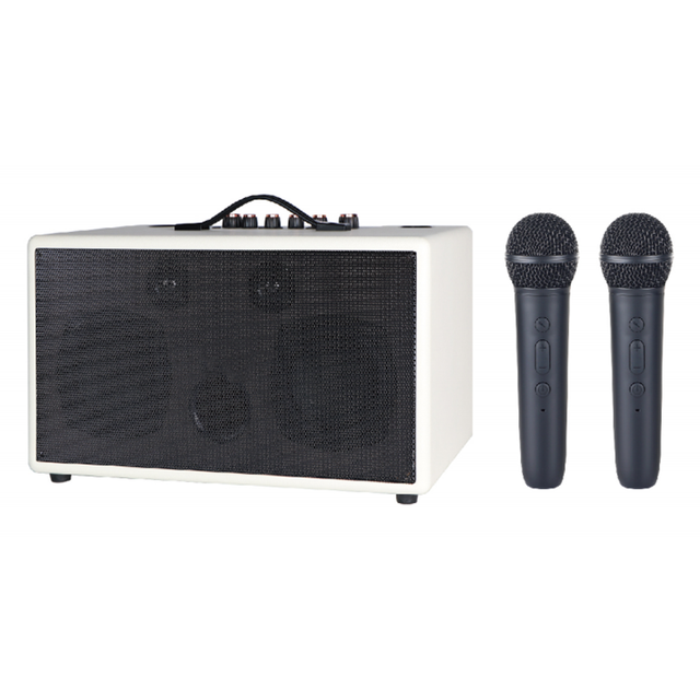 LS-203 Portable Wireless BT Speaker Perfect for Gatherings Party with Bass Effects and Equipped and 2 Wireless Microphones.