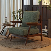 Canapé-lit rétro minimaliste du milieu du siècle avec dossier en chenille et en bois massif pour le salon, meubles de maison
