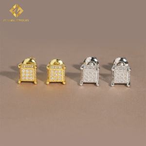 GRA Certified Hip Hop <b>Stud</b> <b>Earring</b> 925 Sterling Silver Fully VVS Moissanite Iced Out <b>Earring</b> for <b>Men</b> Women - Product Image 2