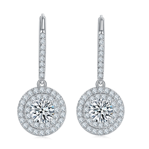 Listos para Envío, Pendientes Finos con Moissanita VVS de 0.5ct en Forma de Bola, Plateados en Plata y Oro para Damas, Aniversario - Product Image 1