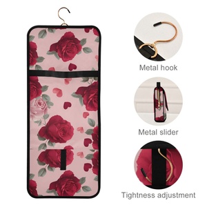 Hawaii Custom Puakenikeni <b>Lei</b> Vintage Rose Heart Printed Zipper Makeup Bag, Toiletry Bag, Brush Bag - Product Image 5