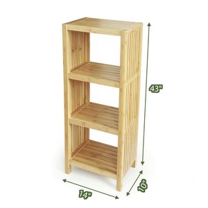 Modern Bamboo Natural 4-tier Multifunctional Bathroom Shelf Wood Shelving <b>Unit</b> <b>Corner</b> Shelves Stand Storage for Bathroom Living - Product Image 3