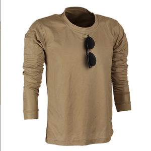 DFS0301 Camisetas de Manga Larga con Cuello Redondo, Absorbentes de Sudor, de Secado Rápido, Color Marrón, Caqui, Negro, con Gancho para Gafas - Product Image 1