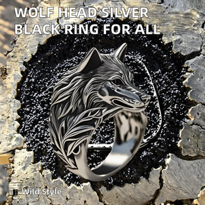 Vintage <strong>Wolf</strong> Head Silver Black Metal <strong>Ring</strong> for Women <strong>Men</strong> Trendy Opened Animal Circle <strong>Ring</strong> Inlay for Weddings Graduate Gifts - Product Image 3
