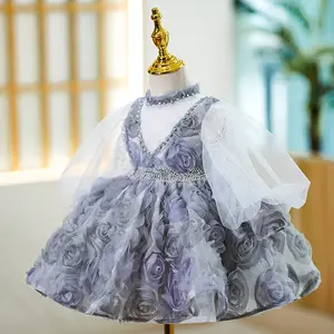 2023 Baby Girls Party Dresses Princess Birthday Wedding Rose Kids Dress Wholesale Children Clothing Boutiques