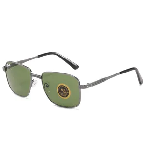 Gafas de sol de metal para hombre, lentes de vidrio templado, color verde, con altavoz, cromehearts, ajustables