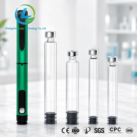 Cartucho de Vidrio Borosilicato Transparente Estéril de 3 ml, Ecológico, Desechable, con Tapa de Aluminio y Sello de Goma