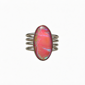 Bague Statement Bohème en Argent Sterling 925 Fait Main avec Corail Taille Ovale pour Mariage, Fiançailles, Anniversaire, Cadeau, Promesse, Fête, Unisexe - Product Image 1