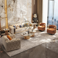 Luxuriöses Hochwertiges Echtes Leder Chesterfield Modulares Schlafsofa Set mit Goldenen Beinen Gepolsterte Wohnzimmermöbel