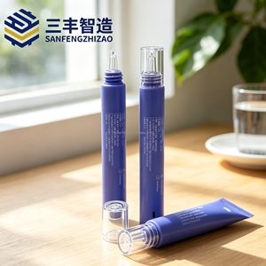 Tube cosmétique en LDPE violet mat, impression personnalisée, avec embout transparent pointu pour sérum, essence ou gel pour les yeux - Product Image 1