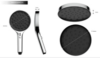 Tête à bille en cuivre peinture grise semi-brillante en nickel, couvercle d'injection gris foncé buse de sortie en TPE noir pommeau de douche