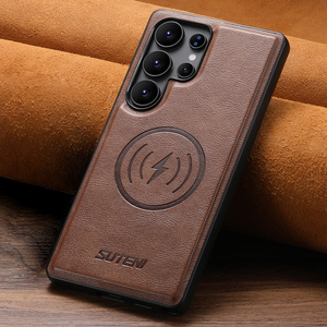 Ricarica Wireless supporta custodia in pelle PU Cover posteriore per Samsung Galaxy S25 Ultra Mobile Cover posteriore nera - Product Image 2