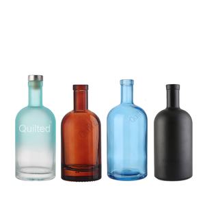 Botella de vidrio para Oliver Oil Gin Rum Tequila Whisky Brandy Botella de vodka <span class=keywords><strong>azul</strong></span> esmerilado personalizada con corcho y película retráctil - Product Image 5