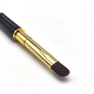 Personalizado <span class=keywords><strong>2</strong></span> en 1 metal ovalado constructor manicura gel DAP cepillo y espátula tamaño 14 buen oro negro cepillo de uñas de gel de polietileno de doble punta - Product Image 5