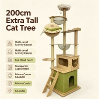 Grand arbre à chat en bois avec condo, perchoir, maison et poteau en corde de sisal, capsule spatiale pour familles multi-chats, direct usine