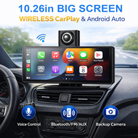 Écran tactile de voiture Full HD de 10,26 pouces, CarPlay et Android Auto sans fil, commande vocale, caméra embarquée, caméra de recul, compatible universel