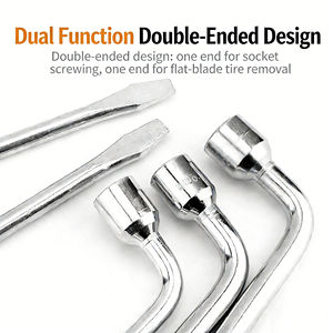 <span class=keywords><strong>Clé</strong></span> <span class=keywords><strong>à</strong></span> douille double fonction en forme de L 17-<span class=keywords><strong>24</strong></span> mm, outil de réparation de pneus chromé - Product Image 4