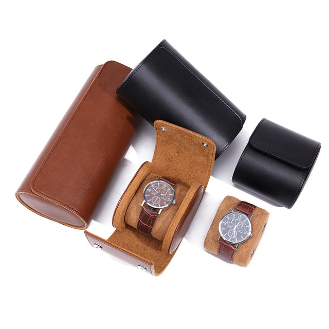 Custom Travel case for Watch Storage Roll Portable Watch Leather case With Button Style Removable Watch Pillow