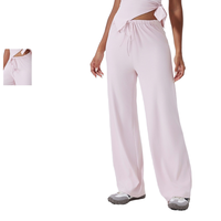 Cun Ying avrupa amerikan sınır ötesi yüksek bel rahat düz pantolon fırçalayın çıplak Vintage Yoga pantolon dantel-up spor Fitness