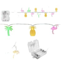 Guirlandes lumineuses Flamingo, Ananas, Palmier, Classées IP44, Fonctionnant sur piles, Guirlandes lumineuses tropicales pour la plage, le camping, style hawaïen