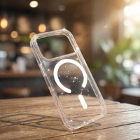 Coque de téléphone transparente magnétique à paillettes en TPU et PC pour iPhone 18 Pro Max, antichoc, résistante aux chutes, avec protection d'objectif surélevée, vente en gros