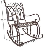 Fauteuil à bascule moderne et confortable en fer forgé, surdimensionné, avec sculpture de homard, style Amish India Bearing India Mustela, pour extérieur et patio