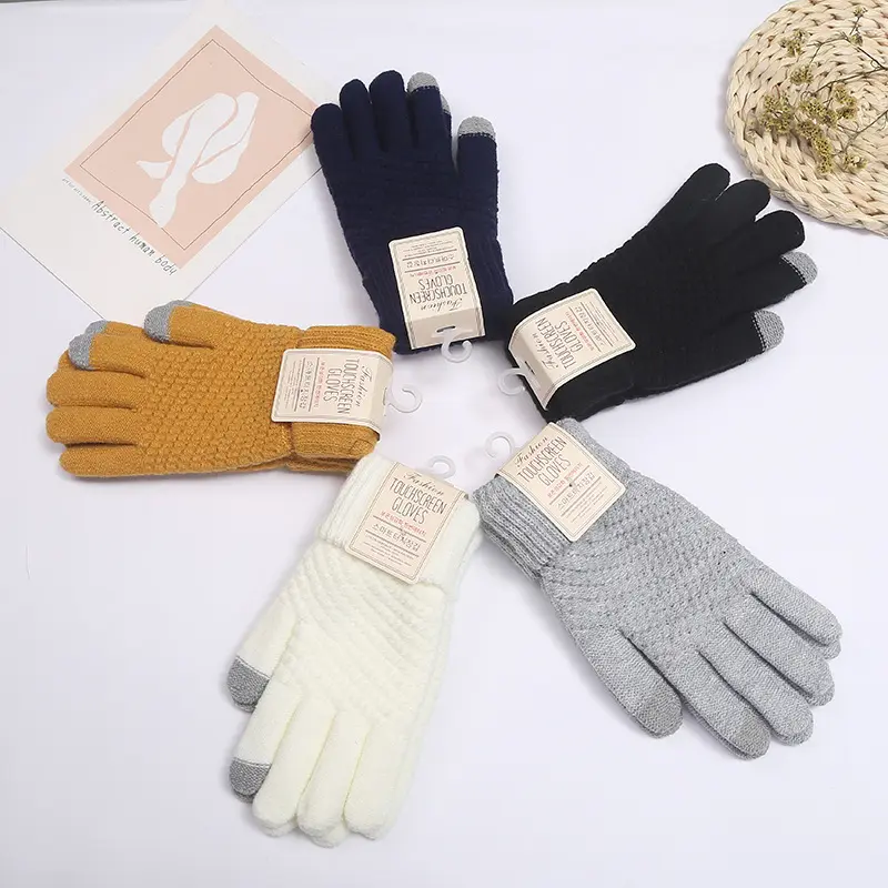 Magic Gloves Wool Mittens Acrylic Gloves HF 2022 Winter Warm Stretch Knitted Touch Screen Women Men Daily Life Jacquard Winiter