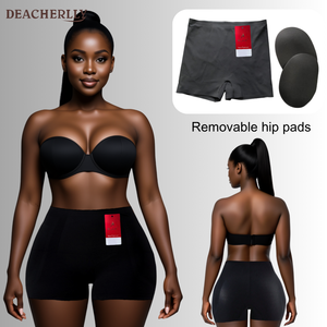 Shorty gainant <span class=keywords><strong>invisible</strong></span> <span class=keywords><strong>sans</strong></span> <span class=keywords><strong>couture</strong></span> taille haute avec rembourrage fessier, effet ventre plat, rehausseur de fesses et de hanches - Product Image 2