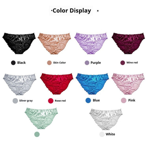 Slip Donna Senza Cuciture Taglio Alto Sottile in Maglia Solida Plus Size con Seta Ghiaccio e Raso - Product Image 6