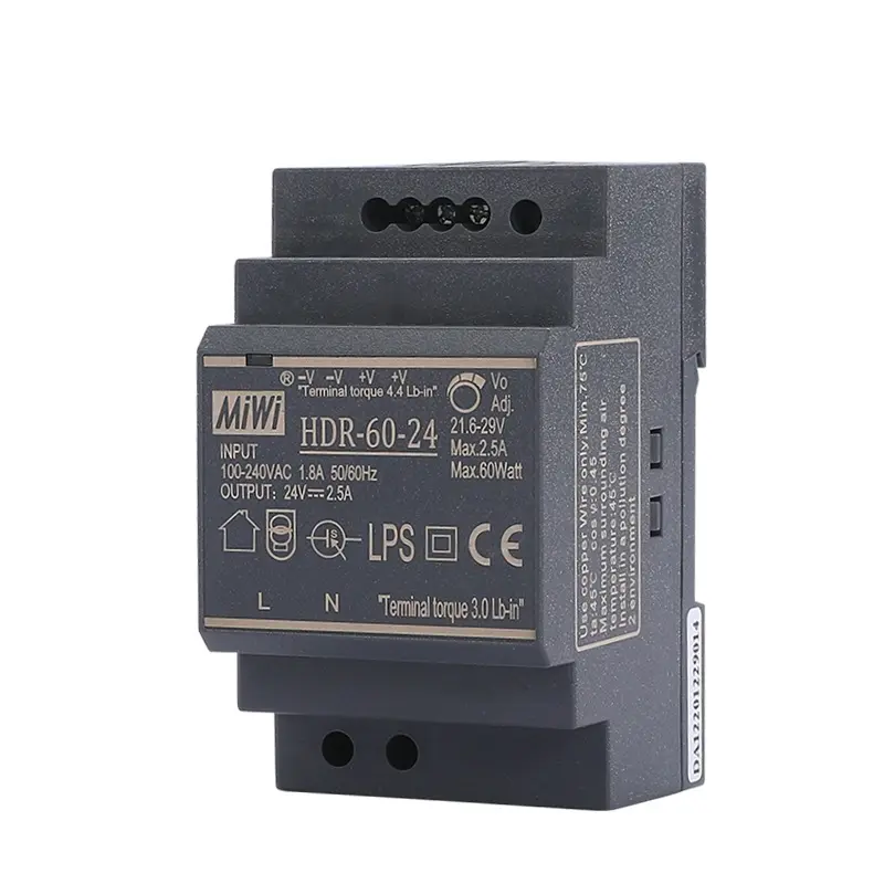 MiWi 60W 24V 2.5A fuente de alimentación Uunit para sistema de Control Industrial fuente de alimentación de montaje en riel DIN 24V DC