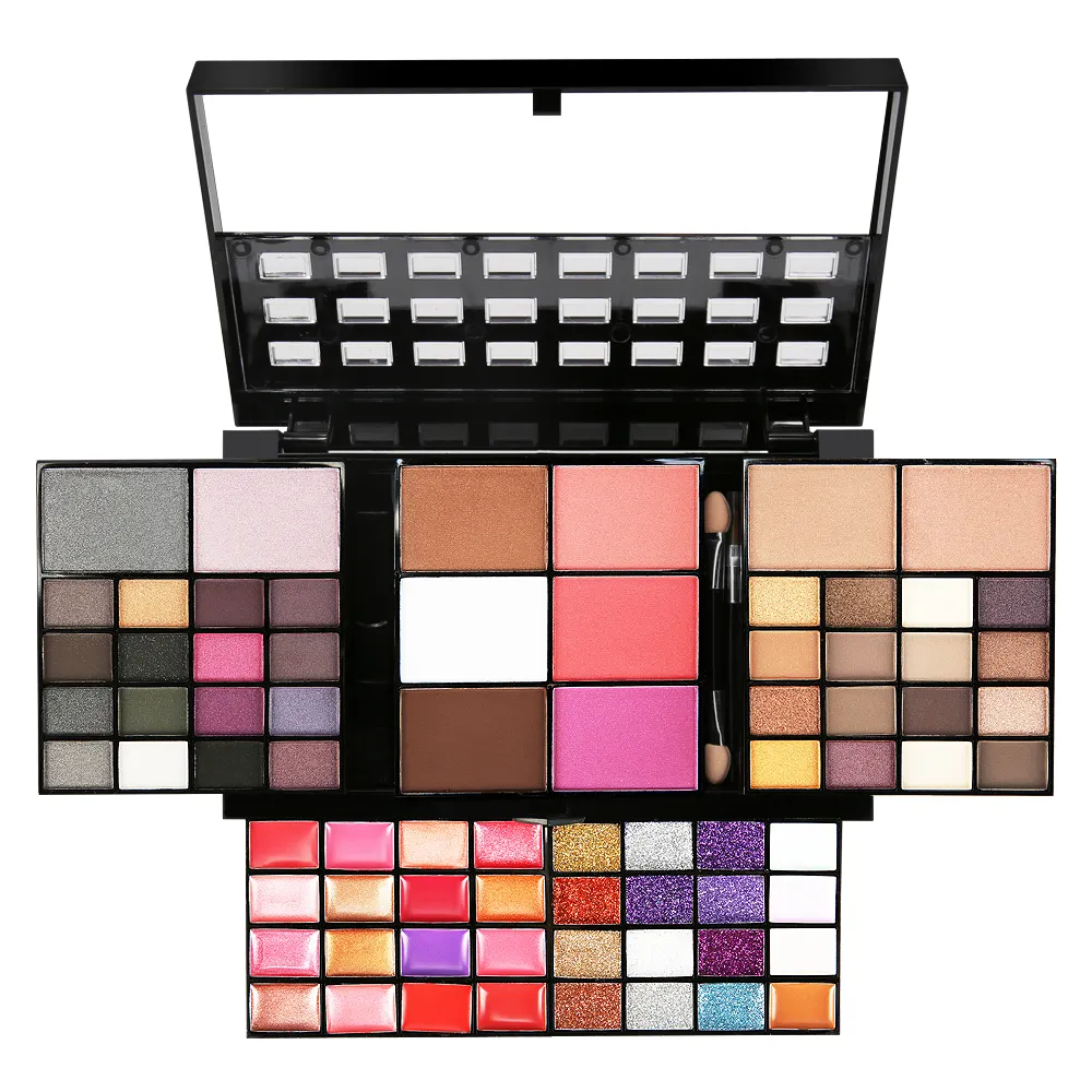Wholesale Factory Price 74 Color Magnetic Eyeshadow Blush Lipstick Concealer Makeup Sets Palette Box With Mirror Cosmetic Set