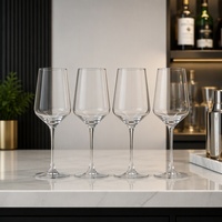 Verres à vin blancs en cristal à fond plat de la série Volga de 400 ml, gobelets à long pied de luxe, verrerie pour mariage personnalisée