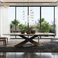 Ensembles de tables à manger, meubles italiens, style minimaliste, plateau en marbre de qualité supérieure, base en bois, fabrication sur mesure
