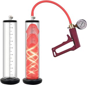 Pompa per Pene 9'' X 1.75'' con Manometro e Impugnatura Rossa, Pompa Manuale per Ingrandimento del Pene Maschile - Product Image 1