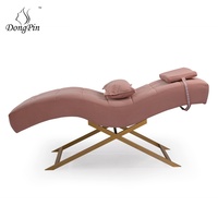 Lit d'extension de cils ergonomique avec base en acier inoxydable en forme de X, lit de beauté professionnel, mobilier de salon