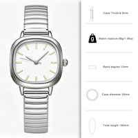 Montre à quartz carrée pour femme W261, boîtier rond en alliage, bracelet élastique style bambou, montre-bracelet pour femme pour le quotidien, vente en gros