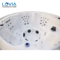LOVIA Baignoire Balboa populaire et très demandée, Jacuzzi Hydromassage, Spa Whirlpool, Baignoire à bulles écoénergétique pour 5 personnes, ronde, pour l'extérieur