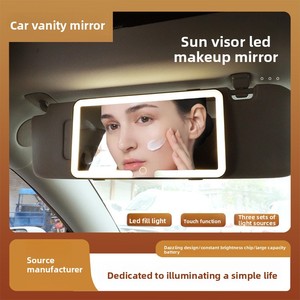 Car Universal Sun Visor Single-Sided <strong>Makeup</strong> <strong>Mirror</strong> <strong>with</strong> Three-Color LED <strong>Light</strong> HD Cosmetic <strong>Mirror</strong> Magnification ABS - Product Image 2