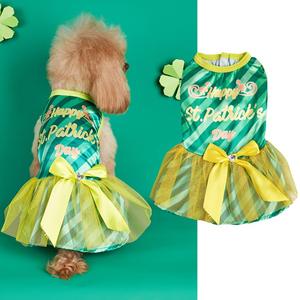 Pet <strong>Clothes</strong> <strong>St</strong>. <strong>Patrick's</strong> <strong>Day</strong> Casual Dog Irish Clover Satin Mesh Dog <strong>Clothes</strong> Skirt in Green and Yellow - Product Image 3