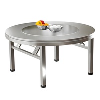 Eingebauter Drehbarer Servierteller Esstische Klappbarer Edelstahl-Rundtisch für Zuhause, Restaurant, Hotel, Hochzeit und Bankett