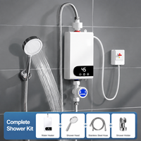 Chauffe-eau électrique instantané sans réservoir 5500W 220V, élément chauffant en acier inoxydable, ensemble de douche intérieur complet pour la maison
