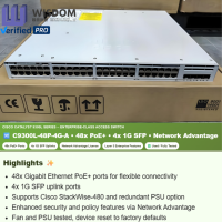Switch Cisco Catalyst C9300L-48P-4G-A para Redes Empresariales, 48 Puertos PoE, Capa 2 y Capa 3, Nuevo y Original