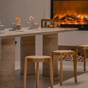 Роскошный обеденный стол итальянский дизайн большой прямоугольный камень столешница мрамор бежевый травертин обеденный стол
