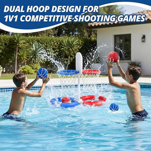 Ensemble <span class=keywords><strong>de</strong></span> jeux aquatiques flottants à double <span class=keywords><strong>panier</strong></span> pour le basketball <span class=keywords><strong>de</strong></span> <span class=keywords><strong>piscine</strong></span> et le jeu <span class=keywords><strong>de</strong></span> lancer d'anneaux aquatiques, jeu aquatique pour deux personnes pour un divertissement et une compétition en plein air - Product Image 3